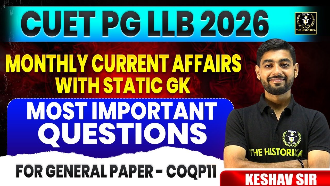 CUET PG LLB 2026 | August 2025 Monthly Current affairs | COQP11 | BY KESHAV SIR