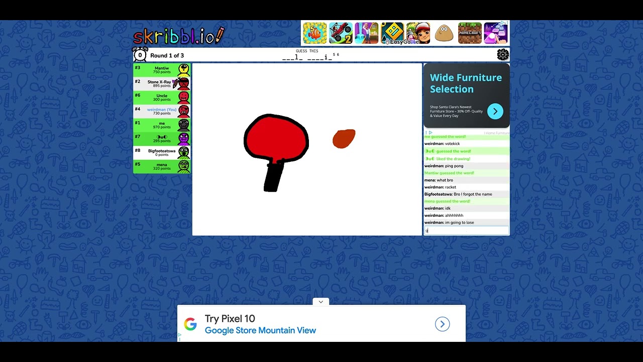an idiot playing skribbl.io