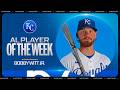 Bobby Witt Jr. is the American League Player of the Week! 👑 (11-for-27 [.407 AVG], 3 HR, 4 RBI)