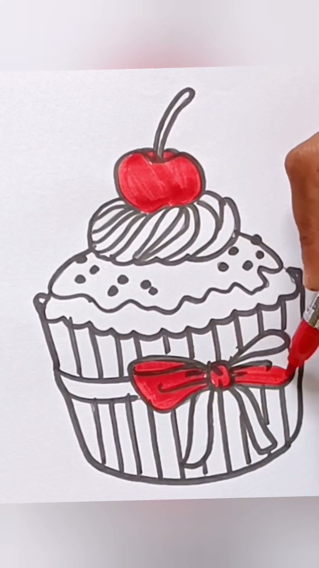 How to draw a realistic cherry cupcake | easy cupcake drawing | Tutorial  video @drawholicmun - YouTube