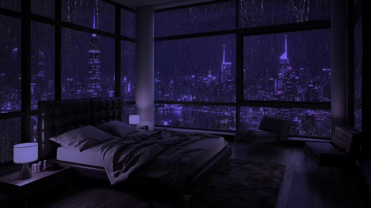 Regennacht In Einer Kleinen Wohnung Mit Stadtlichtern – Regengeräusche Zum Entspannen Und Einschlafe