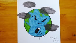 رسم عن التلوث || رسم اشهار بيئي || pollution drawing || dessin sur la pollution |4| kirlilik çizimi