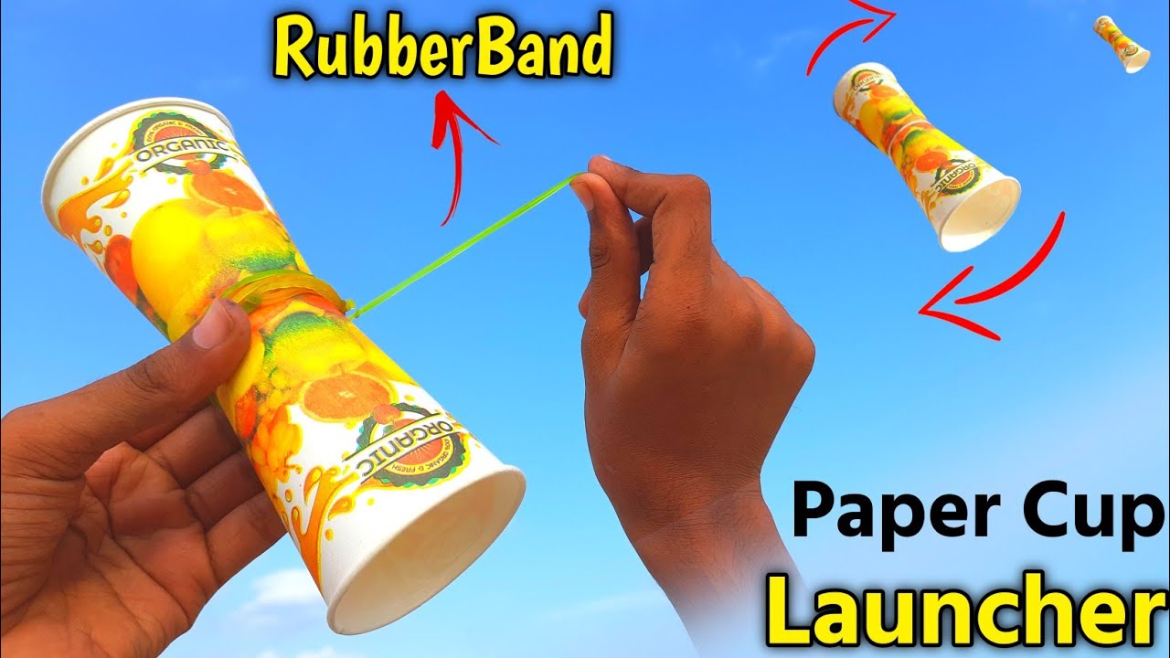 How to make paper cup rubberband launcher , how to make paper cup ...