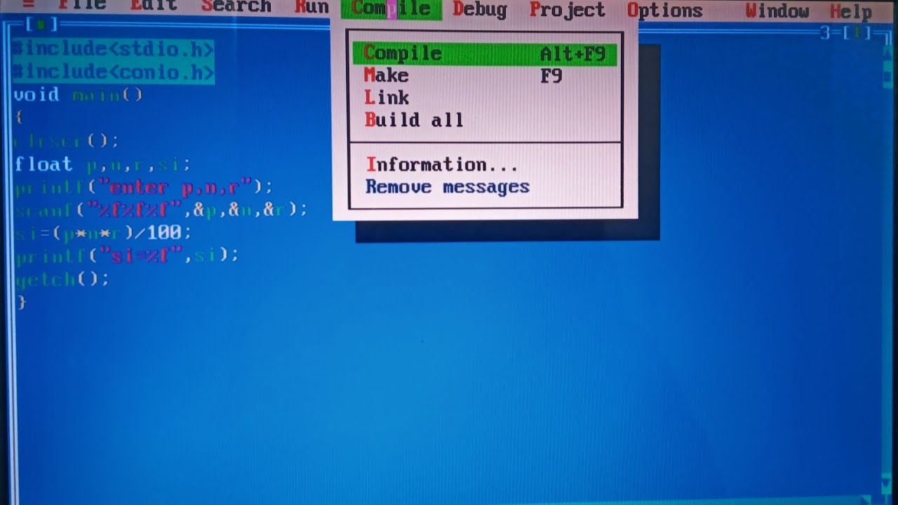 C program to calculate Simple Interest | Clrscr() | Error in C - YouTube
