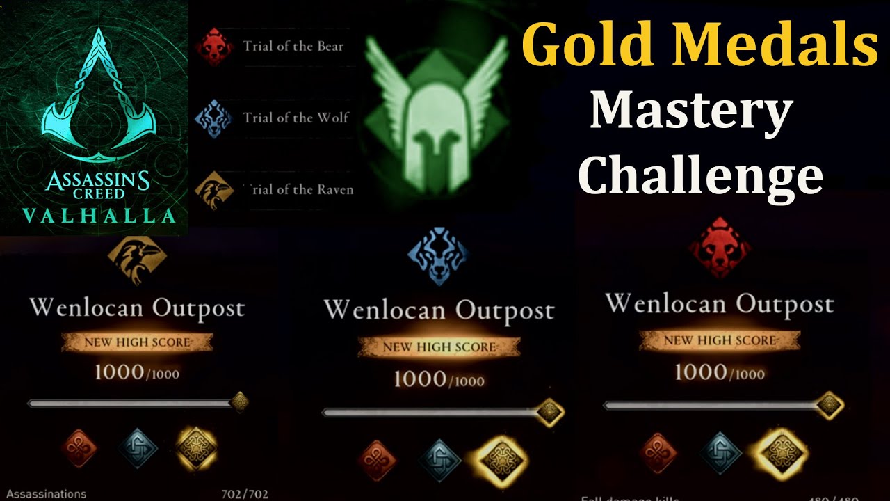 AC Valhalla Gold Medals Trial Mastery Challenge Eivor whistle tactic PS4 YouTube