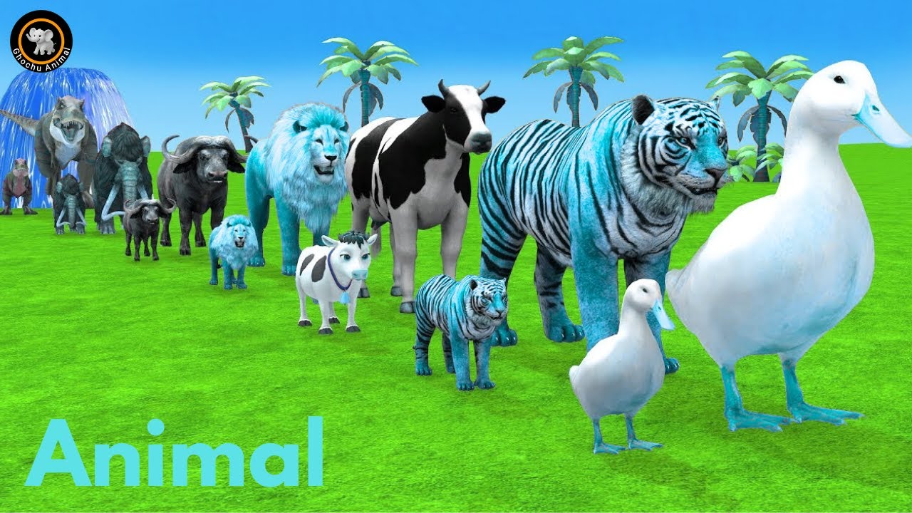 Long Slide Game With Cow Elephant Gorilla Hippopotamus Tiger 3d Animal Game Funny 3d Animals