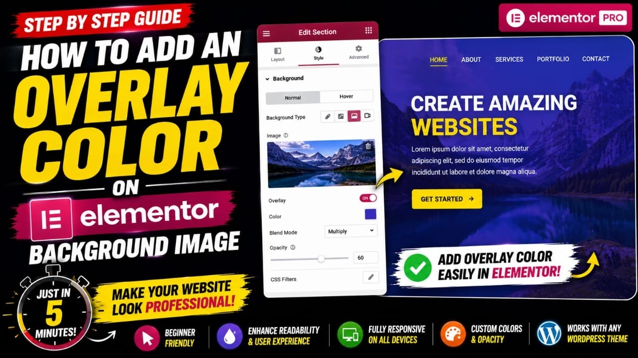 How to add an overlay color on background image in elementor wordpress ...