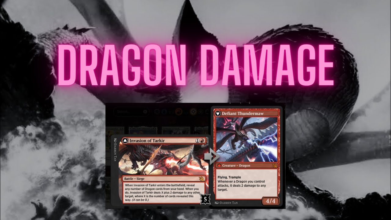 MTG - Damage Dragon with Terror of Peaks + Battle Invasion of Tarkir
