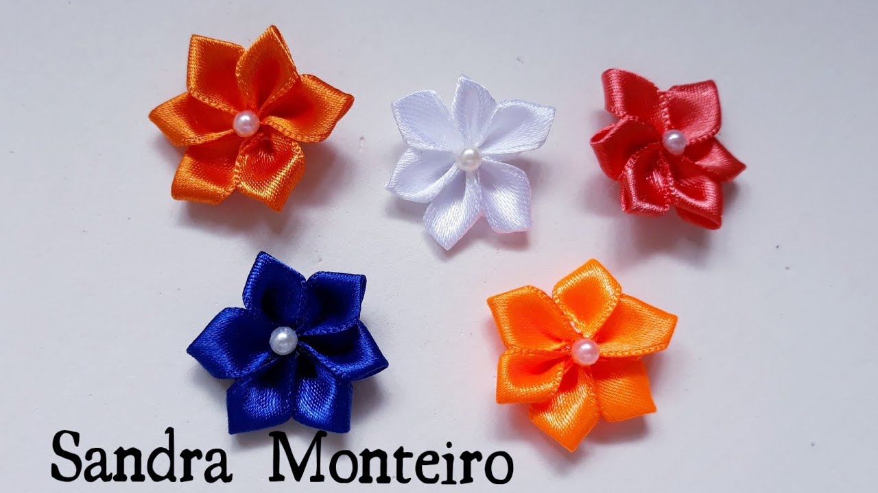MINI FLOR DE FITA DE CETIM, FITA NUMERO 2, SANDRA MONTEIRO