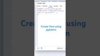 Create View using pgAdmin