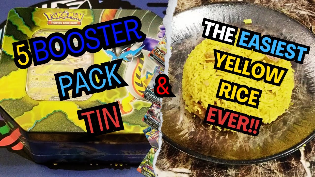 Super Easy Yellow Rice Recipe + Pokémon Card Tin Opening Surprise! I got what i asked for...