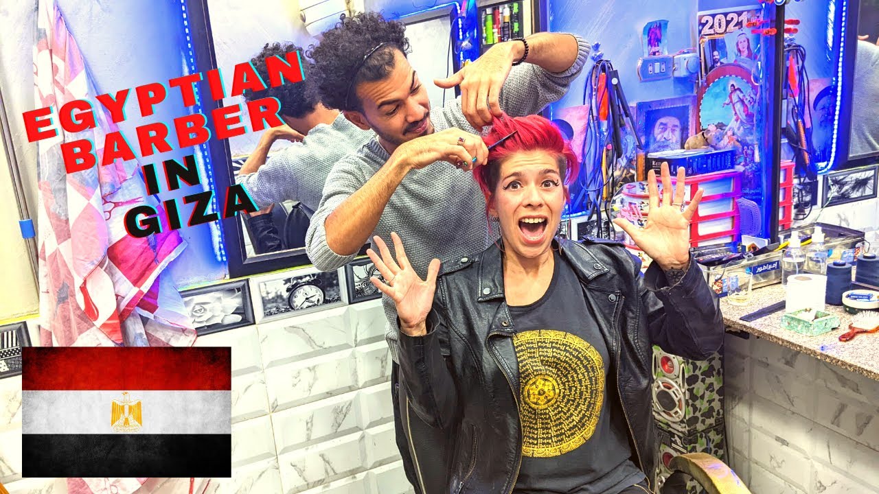 Girl Gets Hair Cut at Barber Shop in EGYPT