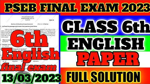 6th class English final Paper 13 March 2023@ 6th class English paper 2023 fully solved