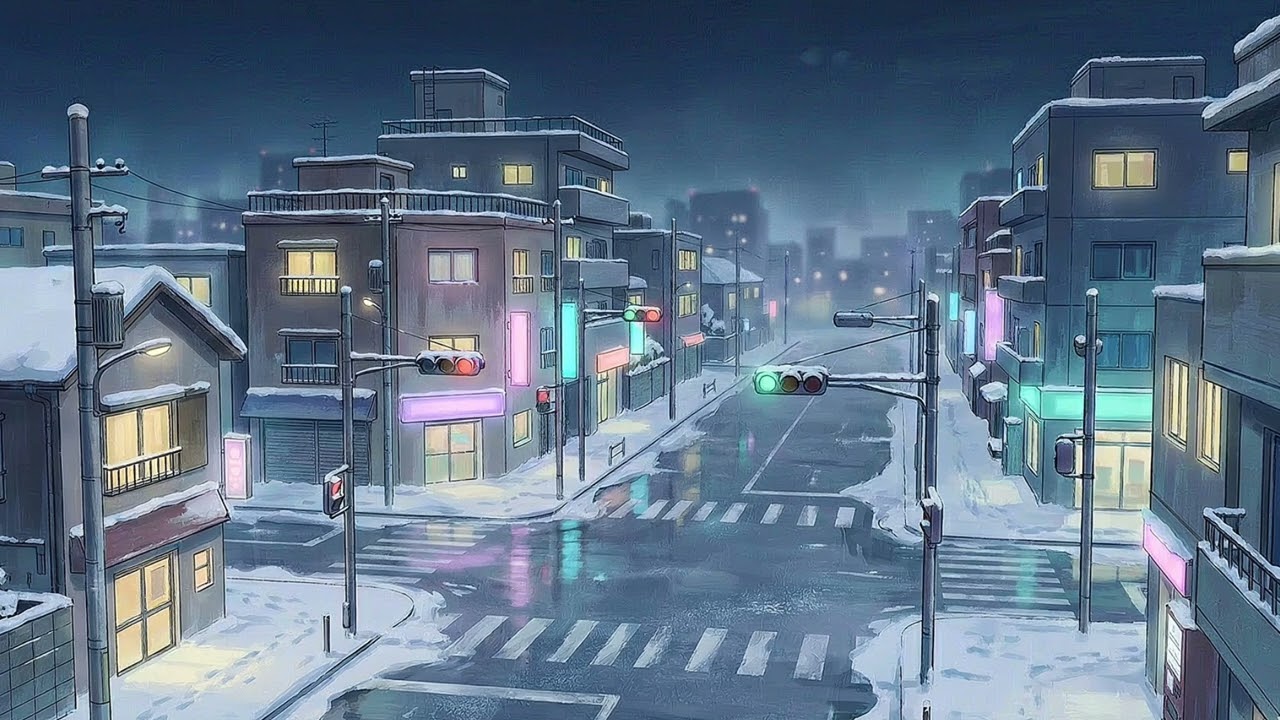 Winter Neon City ❄️🌃 – calm 90s anime lofi ambience for focus & sleep