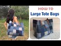 how to sew a large Tote bags tutorial from old jeans. sewing ideas a large jeans tote bags tutorial.