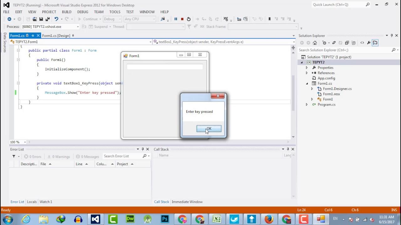 069 KeyPress Event Handler Csharp YouTube