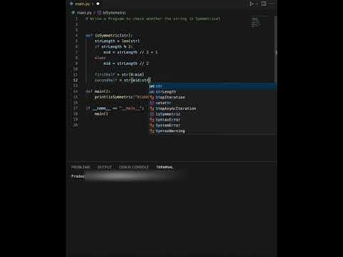 Python program to check whether it is symmetrical string or not #shorts ...