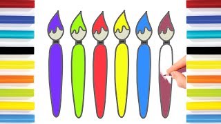 Colorings For Kids Paint-Brush Drawing And Colours For Childrens With Colored Markers