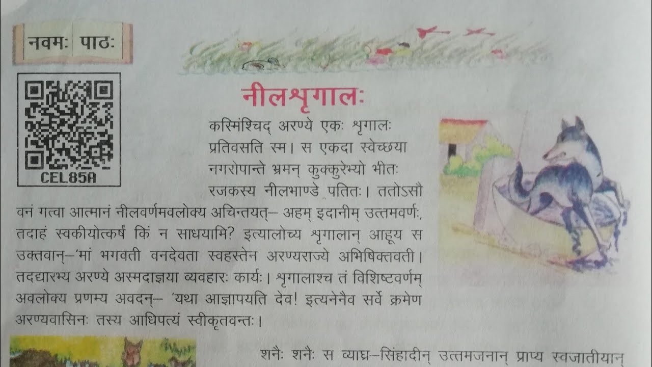 नीलशृगालः नवमः पाठः (कक्षा 6 संस्कृत निधिः)|class 6 sanskrit chapter 9 nilshrigalah | 