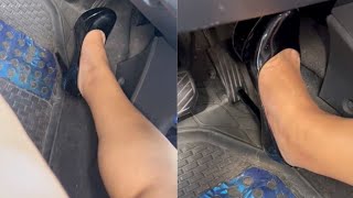 Hard Revving In Sexy Black Heels - Pedal Pumping