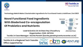 Sustainable Ingredients For Functional Foods Additives Coencapsulation By Dr Anirban, Csir-Imtech