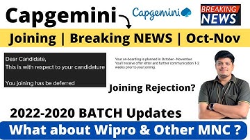 Capgemini Breaking News Good News Related to Joining What about Wipro | 2022-2020 | Joining Cancel?