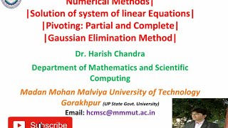 Numerical Methods| Solution of system Linear Equations|Gaussian Elimination method|Pivoting|