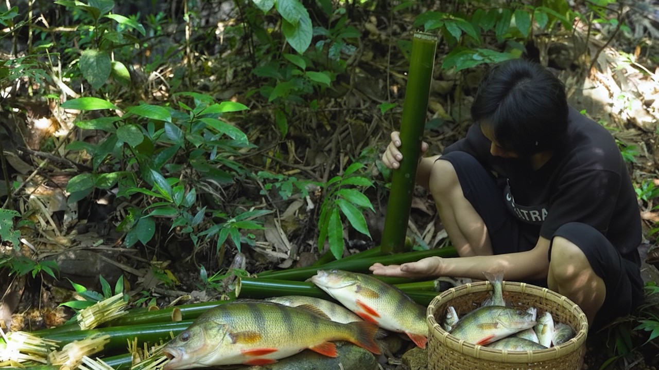 Checking Traditional Fish Traps and Cooking Fresh Stream Fish Feast
