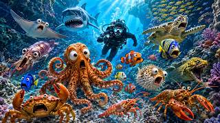 Live Stream🟢–Solo vs Underwater Crab Army - Who Laughs Last！#diving #fishing #seafood #shorts