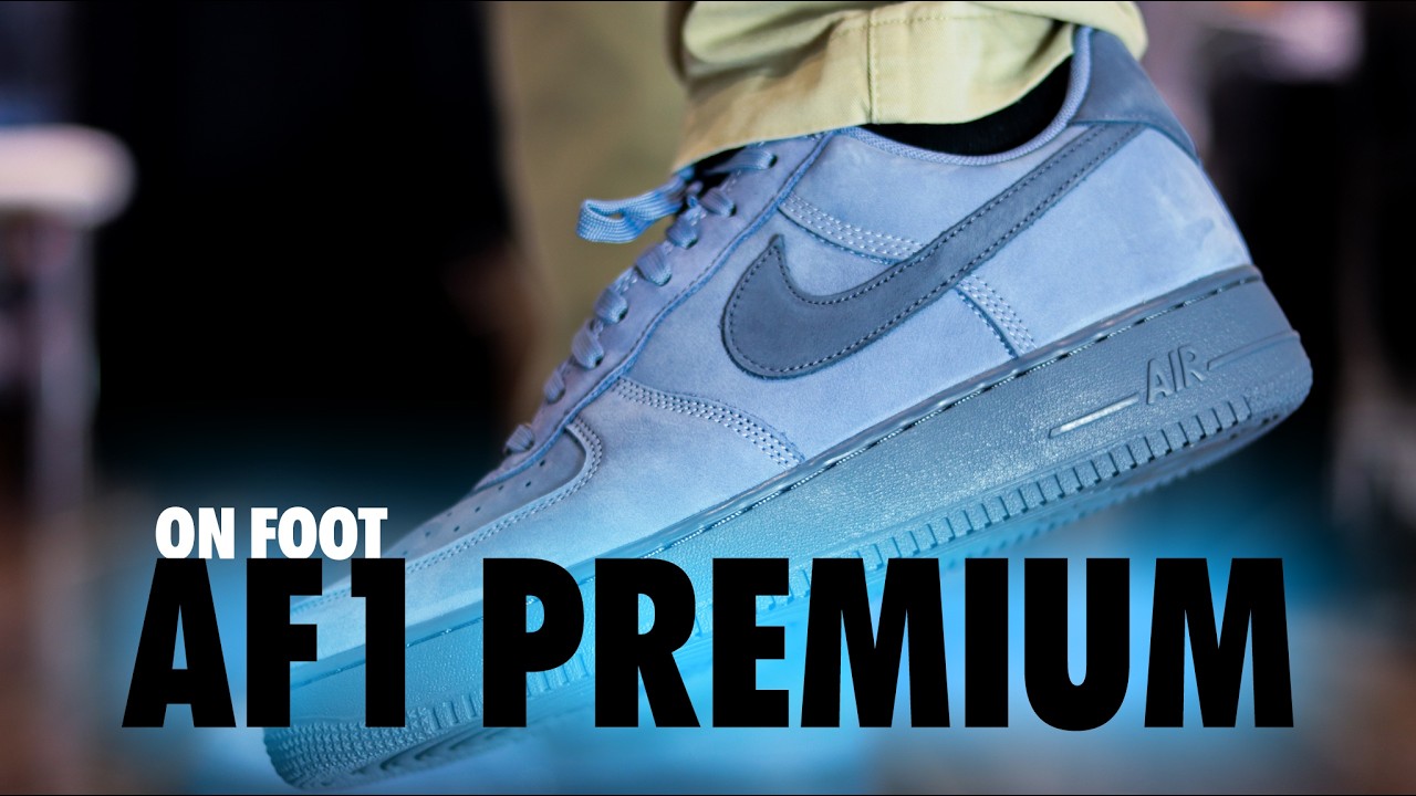 ON FOOT! Nike Air Force 1 Premium PRM Dark Sky Blue Dark Grey Blue 