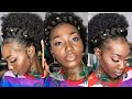 Afro Puff Drawstring Ponytail Hairstyle on 4C 4B Hair|| Jodi The Island Girl