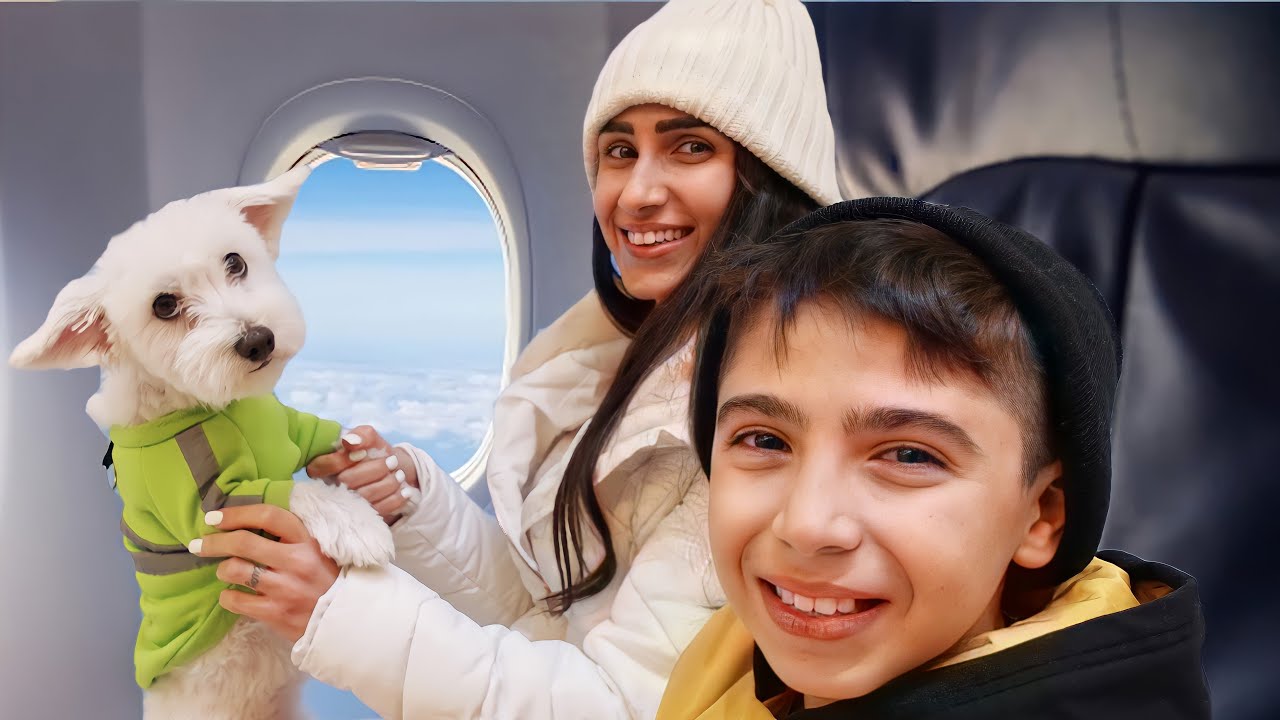 اول مرّة 😍 كلبنا اوسكار 🐕‍🦺 يركب طيّارة ✈️ (وداعاً بيتنا)