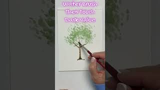 How to Paint a No Fail Watercolor tree for Beginners |  Easy Wet-in-Wet  . #youtubeshorts  #shorts