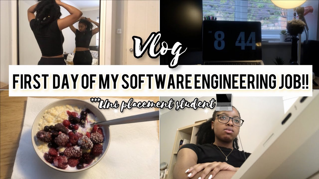 VLOG: FIRST DAY OF WORK AS A SOFTWARE ENGINEER! 👩🏾‍💻 | GRWM, Chitchat ...