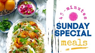 45 minutes meal | Sunday special lunch | Seafood, flavored rice and side dish