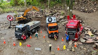 Aksi #186 Dump Truk Huina 1536 Pro Muatan Kayu, RC Beko Excavator WL Model 16800 Keruk Tanah Timbun