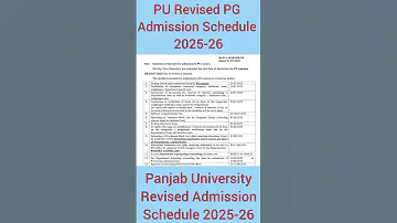 Panjab University PU Admission Schedule 2025 26 PU PG Admission Schedule 2025 PU PG Admission 