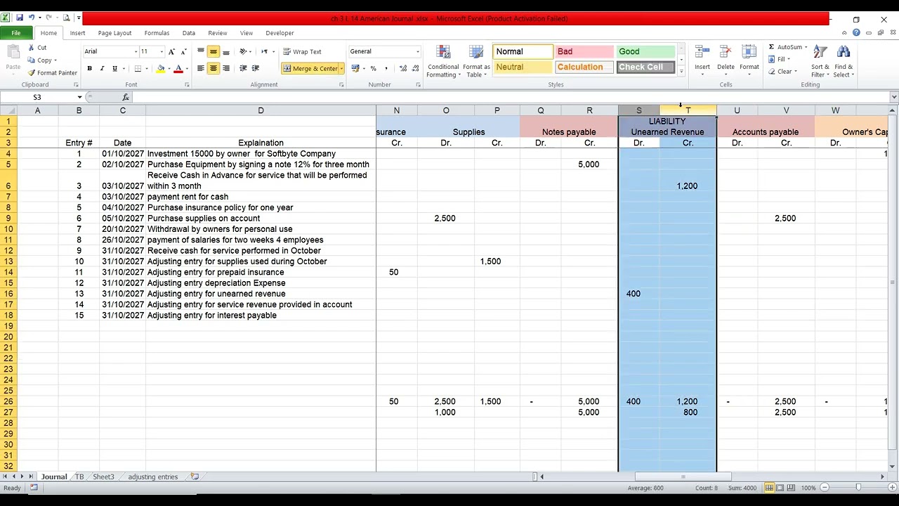 محاسبه تجاره E سنه أولي ترم اول شابتر 3 محـ 14 اكسيل