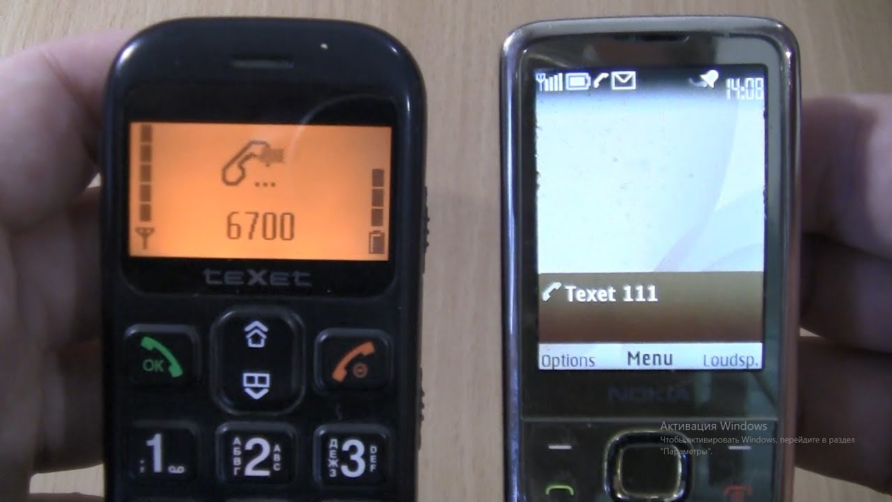 Incoming call & Outgoing call at the Same Time Texet 111+Nokia 6700 Gold