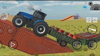 New Holland Tractor Oil Barrel Transport 🚜 Impossible Ramp Challenge | Indian Farming Simulator 2026 screenshot 3