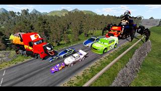 Big & Small McQueen & Police Car vs Venom Mack, #4 Poppy playtime  – BeamNG.drive