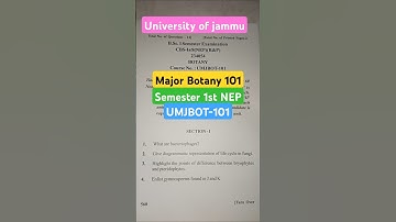 Major Botany 1st Semester NEP university of jammu previous year question paper #universityofjammu