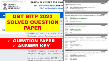 DBT BITP 2023 Completely Solved Question Paper !! Answer key Discussion