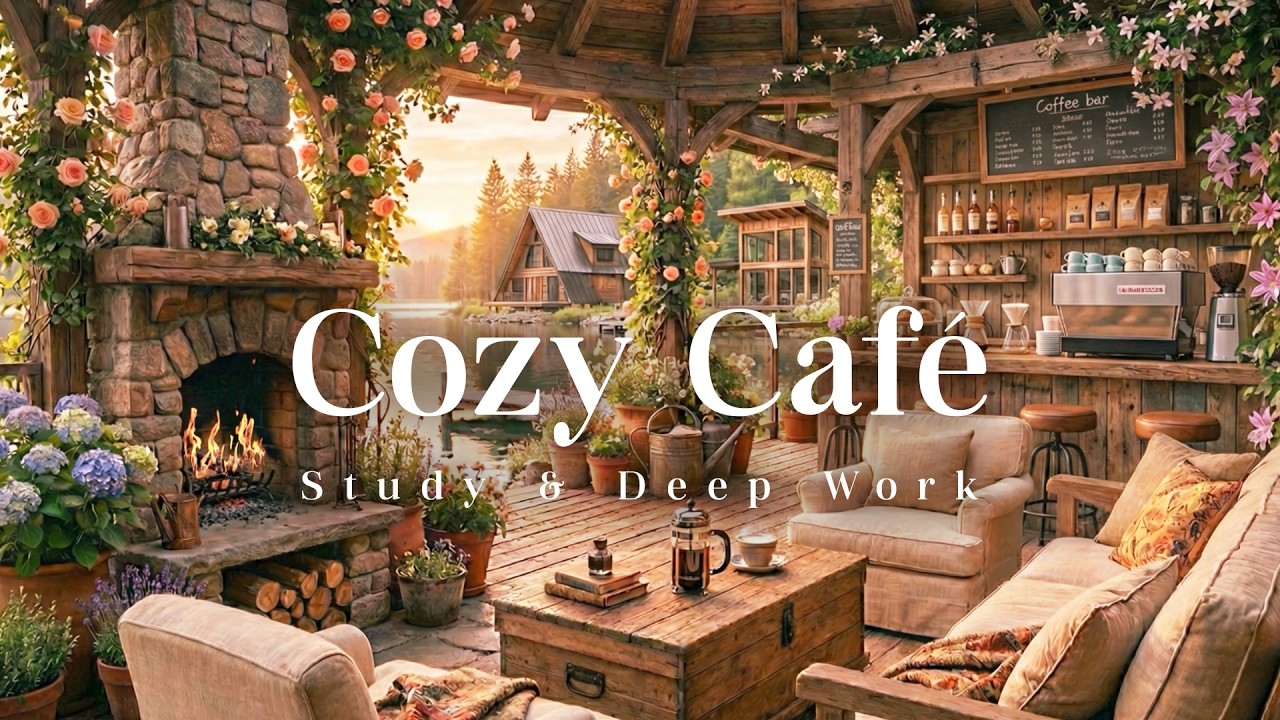 Smooth Jazz in a Cozy Café | Fireplace Ambience for Study & Deep Work