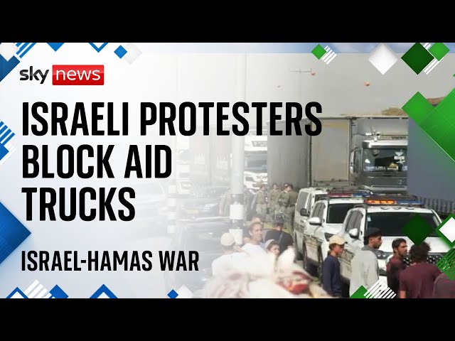 Israeli protesters block aid convoy heading for Gaza class=