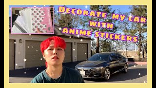 CLEAN & DECORATE MY CAR WITH ME (ANIME STICKERS) + CAR TOUR