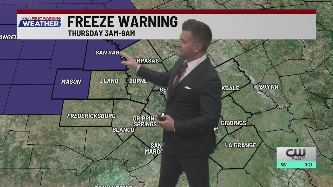 Freeze Warning for parts of the Hill Country on Thursday morning | KXAN ...
