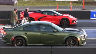 C8 Corvette vs Hellcat - drag racing