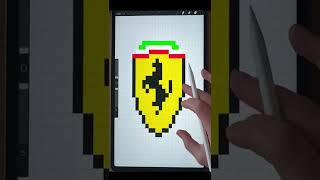 How To Draw Pixel Ferrari Logo - Pixel Draw Art