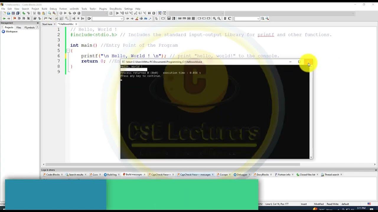 Writing Your First "Hello, World!" Program || @cselecturers - YouTube